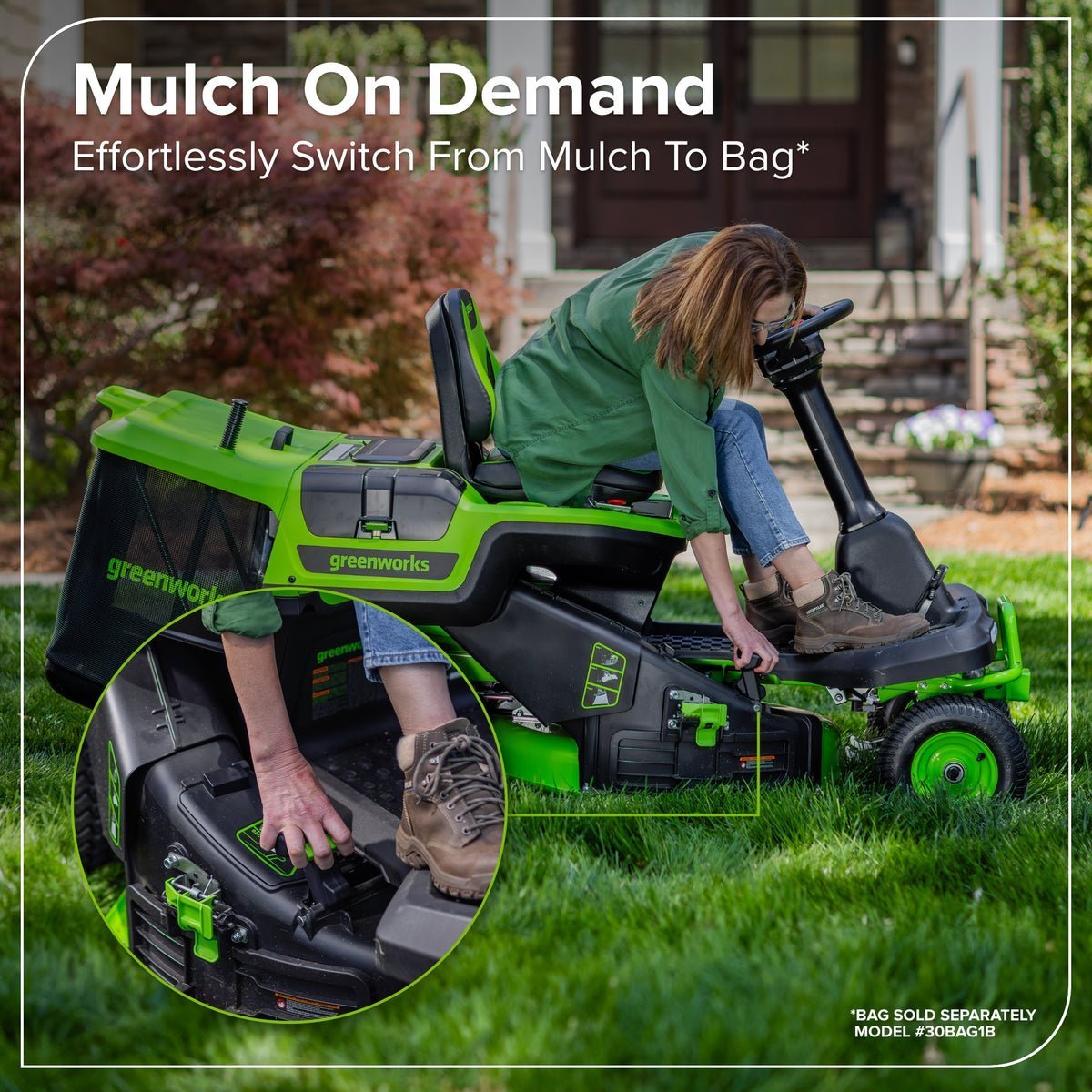 Greenworks 80V 30” Crossovert Riding Lawn Tractor With 6.0 Ah Batteries & 600-Watt Charger - Image 3