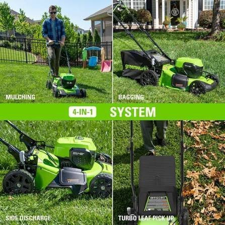 Greenworks 48V Cordless Battery Push Mower w/ Two 4.0Ah USB Batteries & Dual Port Rapid Charger - Image 3