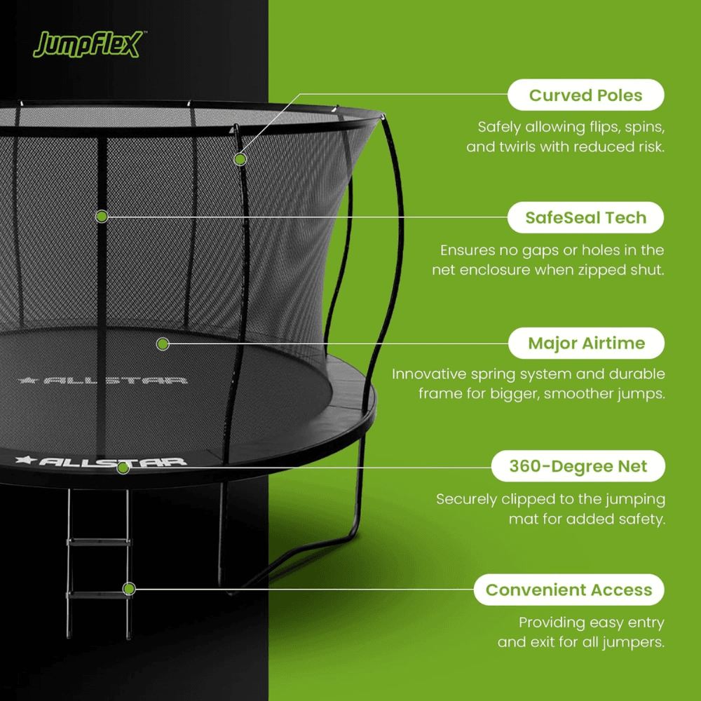 ALLSTAR 10-Foot Backyard Outdoor Trampoline with Safety Net and Ladder - Image 8