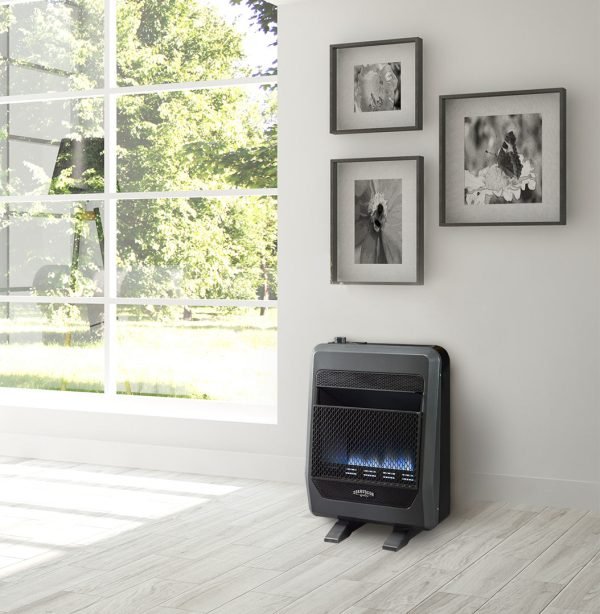 Bluegrass Living 20,000 BTU Natural Gas Ventless Blue Flame Space Heater with Blower and Base Feet B20TNB-BB - Image 4