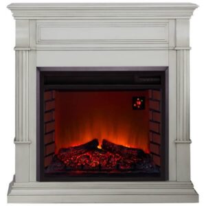 Duluth Forge Antique White Full Size Electric Fireplace with Wood Mantel