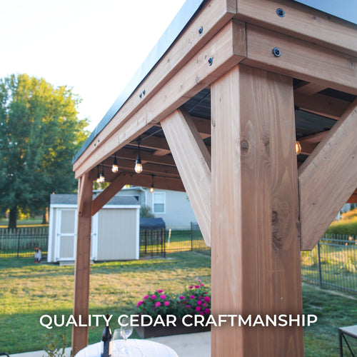 Backyard Discovery Arcadia 12' x 9.5' Cedar Gazebo with PowerPort - Image 3